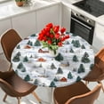 thumbnail image 2 of Farmhouse Christmas Round Tablecloth 45-54 Inch Round Fitted Table Cloth with Elastic Edge, Green Xmas Tree Snowflake Waterproof Table Cover Protector for Outdoor Picnic Party Dining, 2 of 6