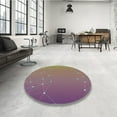 thumbnail image 3 of Ahgly Company Indoor Round Patterned Raspberry Purple Area Rugs, 4' Round, 3 of 6