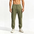 thumbnail image 4 of Men's Fleece Multi Pocket Sweatpants Loose Fit Cuffed Ankle Casual Joggers with Drawstring Elastic Waist Solid Color Lounge Trousers for Winter, 4 of 7