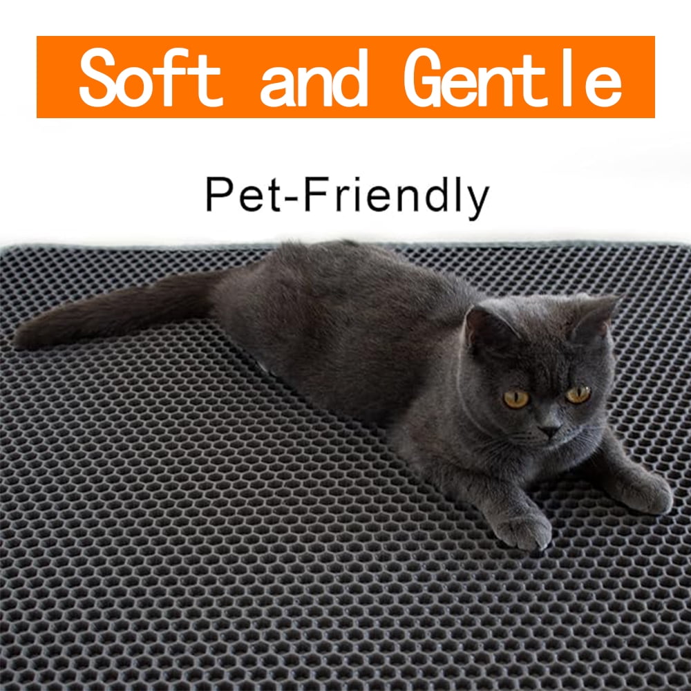 MIDOQIN Silicone Cat Litter Mat, Double Thickened 33'' x 25" Large Litter Trapping Mat