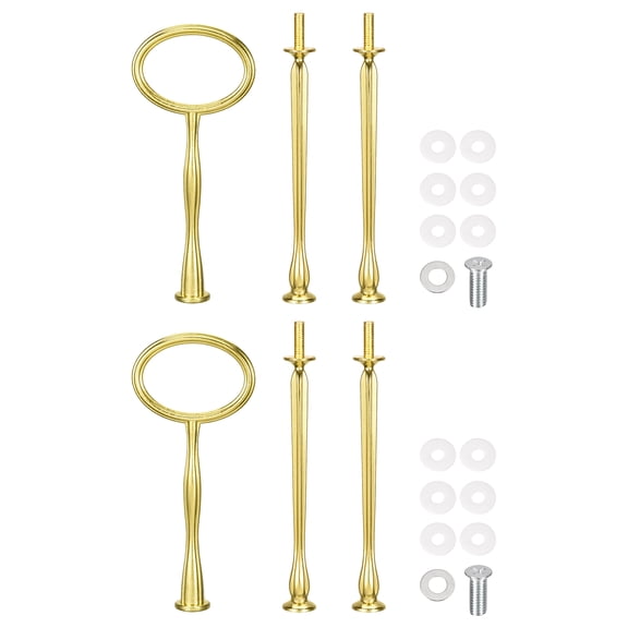 Uxcell 2 Set 3-Tier Cupcake Stand Hardware Fittings for Cake Stand Oval Gold