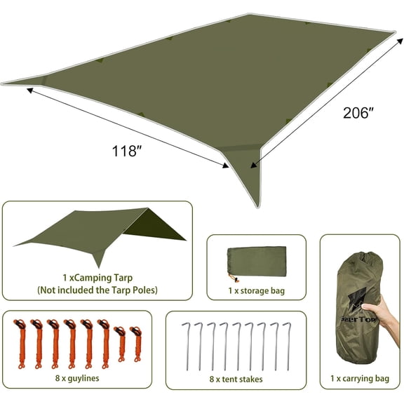 17 × 10 ft Large Camping Tent Tarp