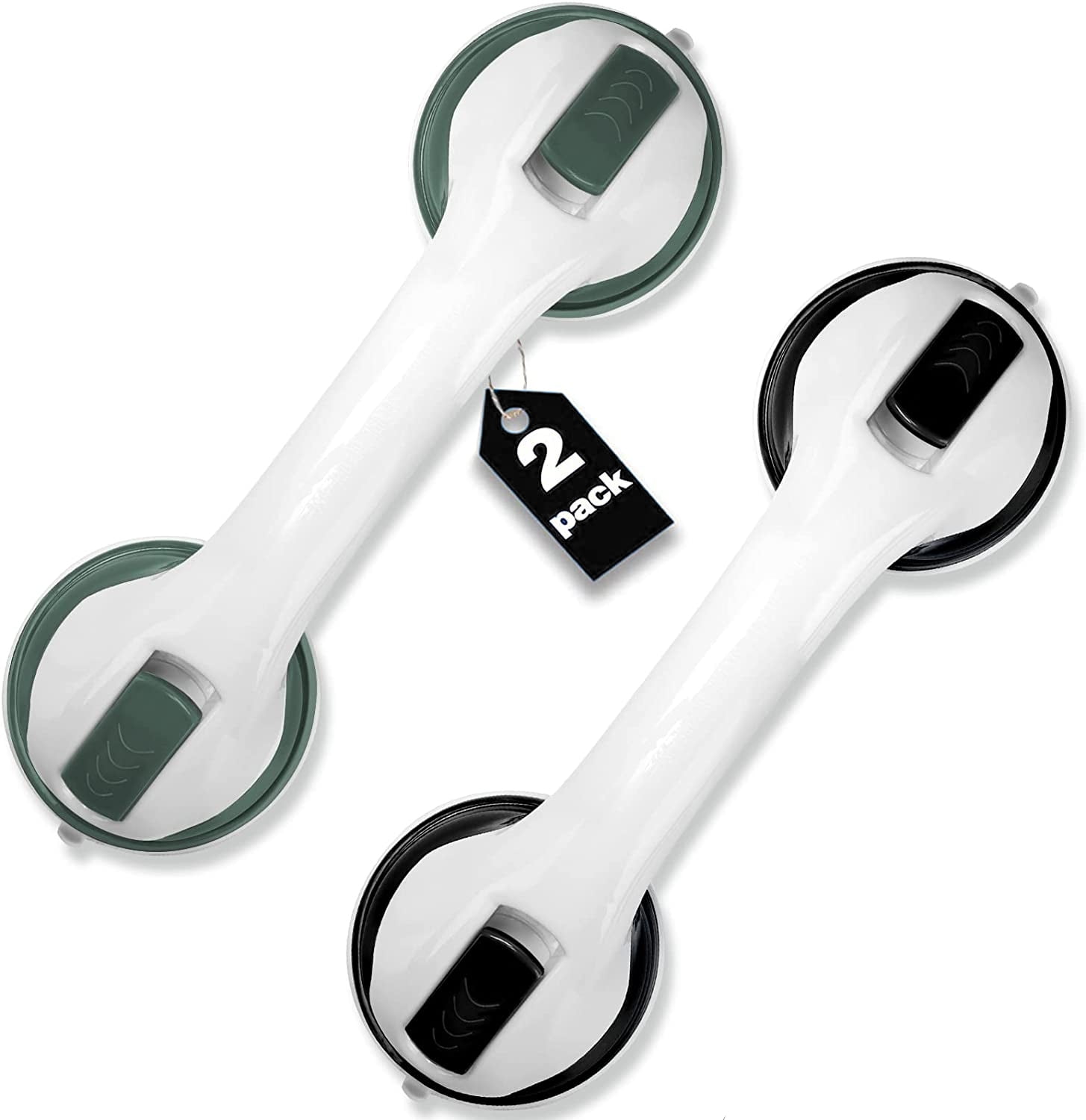 Shower Handle 2 Pack 12 inch Grab Bars for Bathroom, Ultra Grip Dual Locking Safety Suction Cups