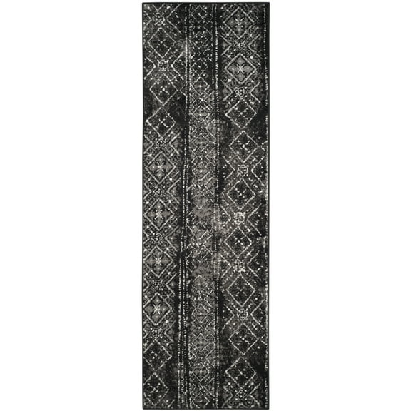 SAFAVIEH Adirondack Montague Geometric Runner Rug, Black/Silver, 2'6" x 16'