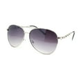 thumbnail image 1 of Womens Rhinestone Bling Heart Jewel Diva Metal Rim Pilot Sunglasses Silver - Smoke, 1 of 4