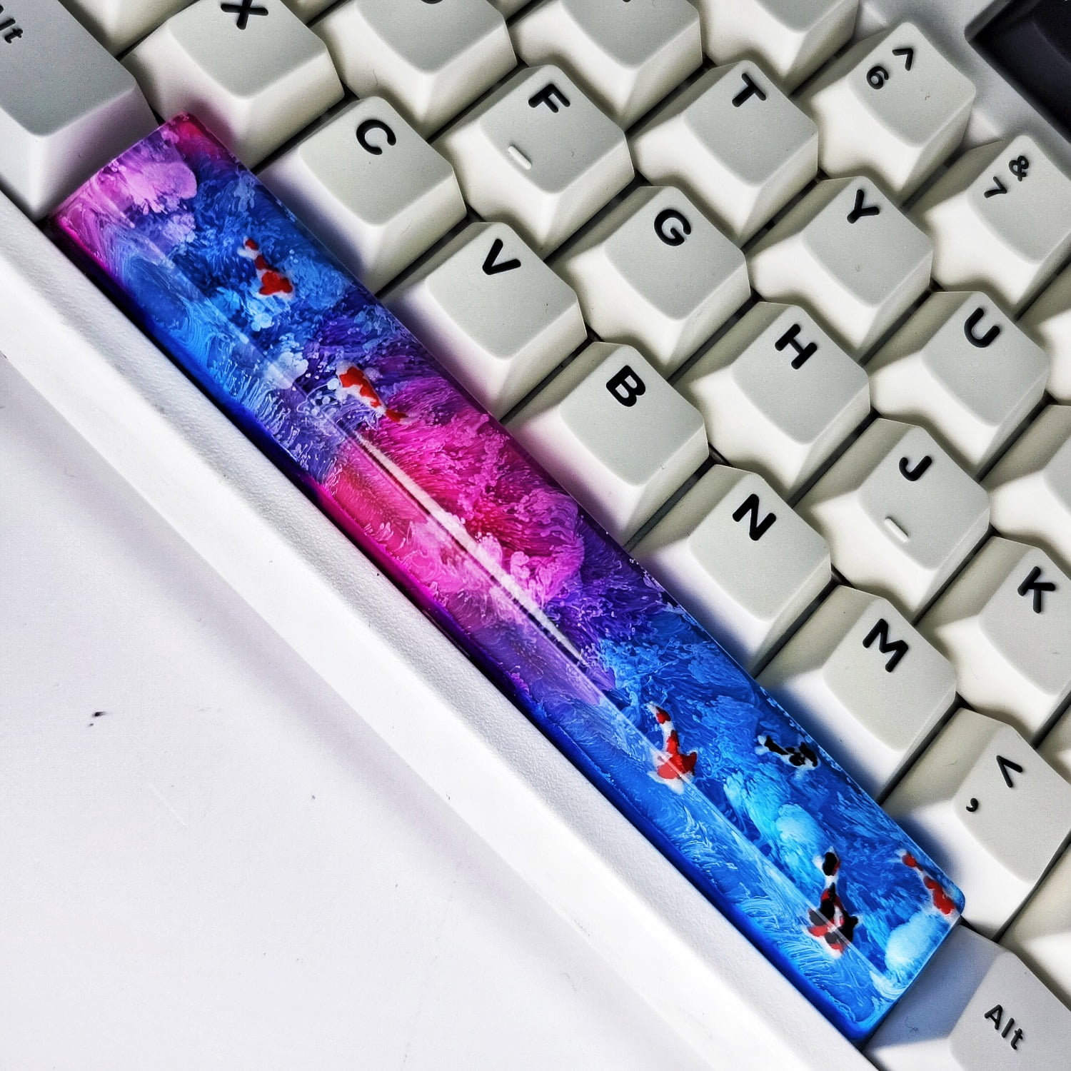 Resin Artisan 6.25u Spacebar Keycap for Mechanical Keyboards, Cherry Profile，Zen Pond Design, Unique Birthday Gift for Men, Custom Keyboard Accessory