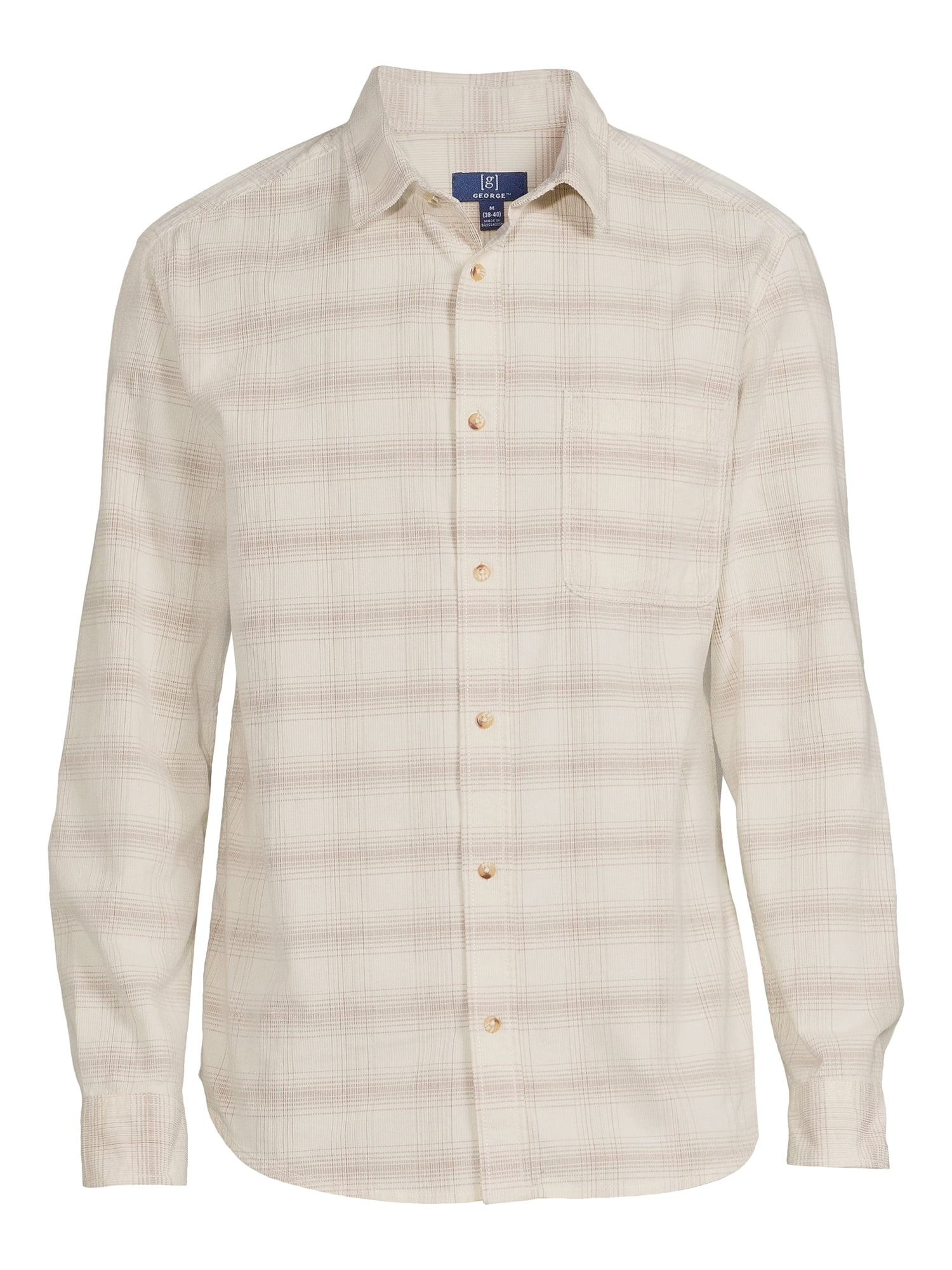 George Men's Corduroy Shirt with Long Sleeves, Sizes S-3XL