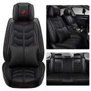AUTOPDR PU Leather Car Seat Covers Full Set for 2010-2021 Toyota Cars, Like Camry, Corolla, RAV4(before 2018), Black