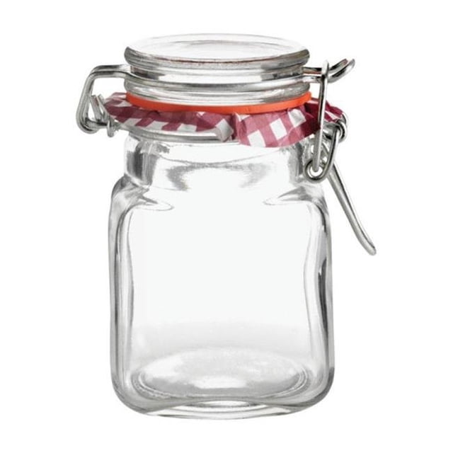0025460 Bocal à Épices Carré avec Couvercle à Clip en Verre 2 oz - Lot de 12