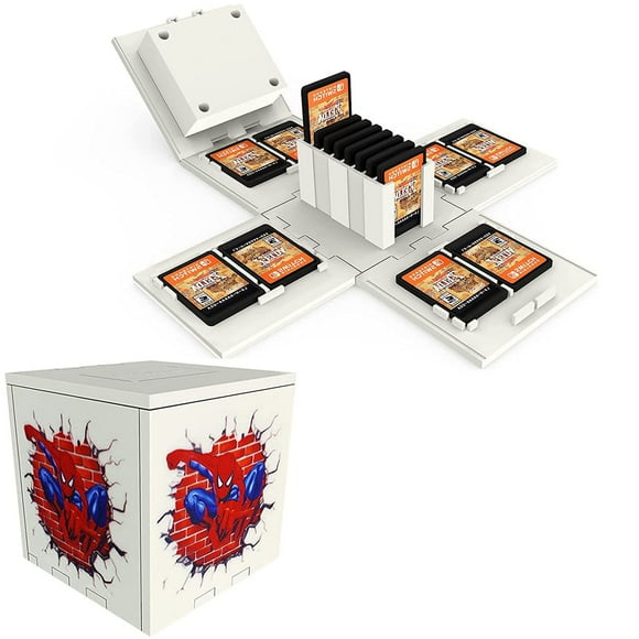 Game Storage Box Cube for Switch Game Cards Spider-Man Games Cube up to 16 Games,Foldable Nintendo Switch Game Card Case Cube for Nintendo Switch Game Storage Box