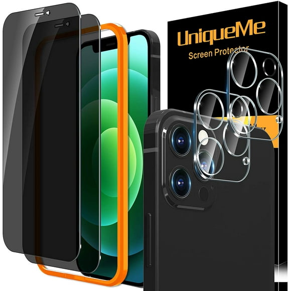 [2+2 Pack] IBAOLEA Compatible with iPhone 12 Pro Max 6.7-inch Privacy Screen Protector Tempered Glass and Camera lens Protector, Anti Spy [Easy Installation Frame] [Precise Cutout] Bubble Free