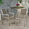 thumbnail image 5 of Outdoor Modern Aluminum Dining Chair with Faux Wood Seat (Set of 2), Gray and Silver, 5 of 9