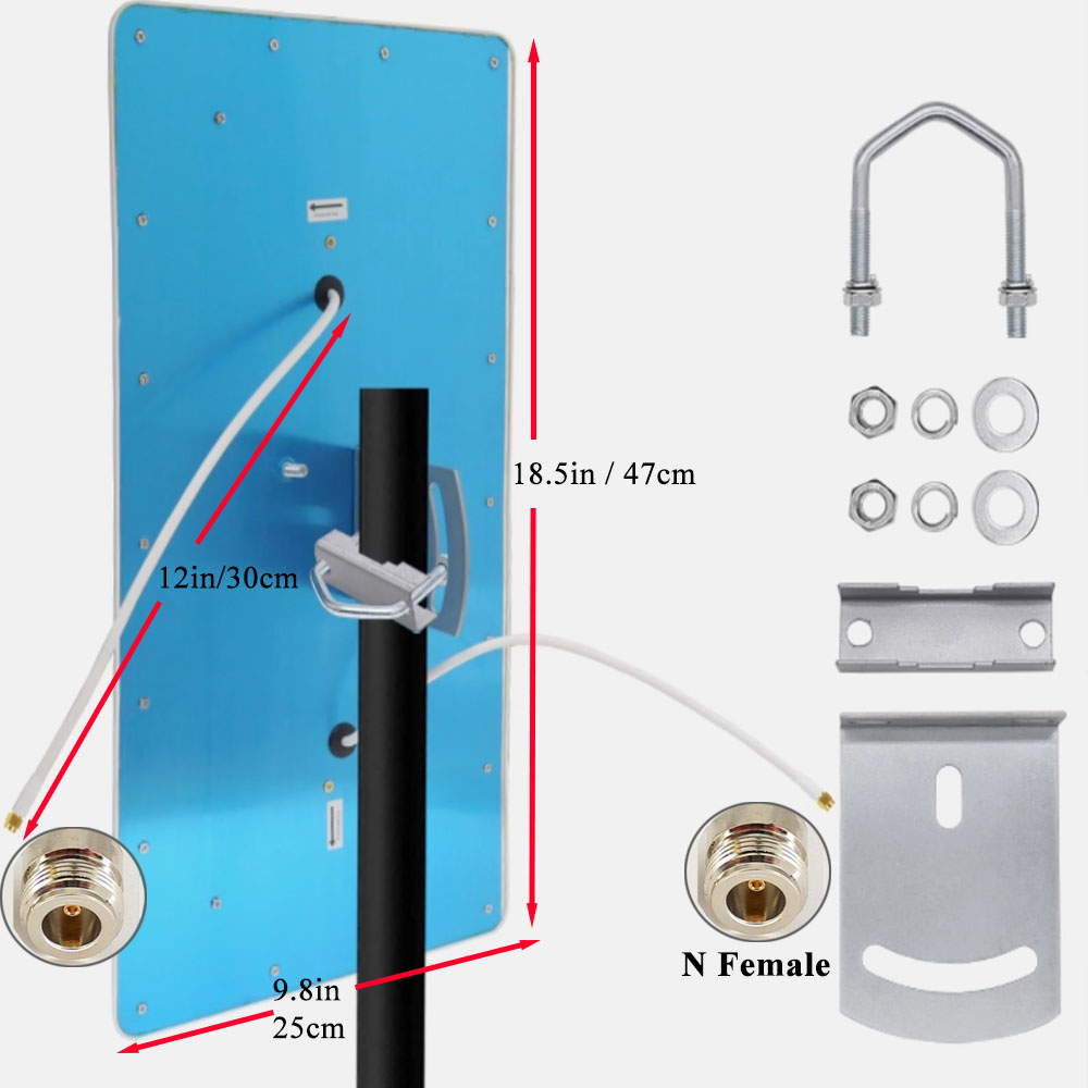 Dual Polarization Mimo 4G LTE WiFi TV Antenna, Wide Band 24dbi 698-2690mhz SMA TS-9 with 698-2690mhz Reception Range