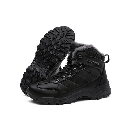 

Colisha Mens Breathable Lace Up Hiking Boot Walking Winter Warm Shoes Outdoor Round Toe Black 8.5