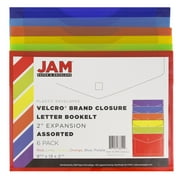 JAM Paper Plastic Hook & Loop Envelopes, 9 3/4 x 13 x 2, Assorted Colors, 6 per Pack