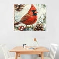 thumbnail image 2 of Sheronv Cardinal Bird Pine Cones Canvas Print for Living Room Bedroom Home Office Wall Decor, High Resolution Artwork, Handmade Quality Craftsmanship, Various Sizes Available 20x16in, 2 of 6