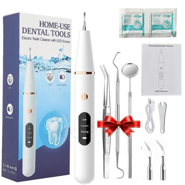 Kit de eliminación de placa dental para dientes, con 3 modos, herramienta portátil para eliminar manchas dentales, sin necesidad de usar hilo dental, raspador de dientes, resistente al agua/LED/2 cab