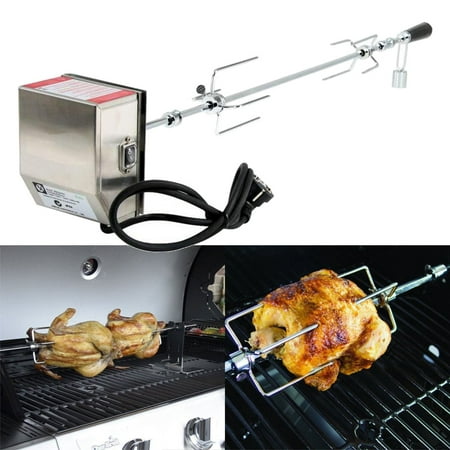 Bestller 110V Rotisserie Kits Charcoal Grill BBQ Grill Spit Rod Charcoal Roaster for Lambs Small Piglets Chickens Camping Fishing Outdoor Indoor,Stainless Steel Electric (Best Way To Grill Chicken Indoors)