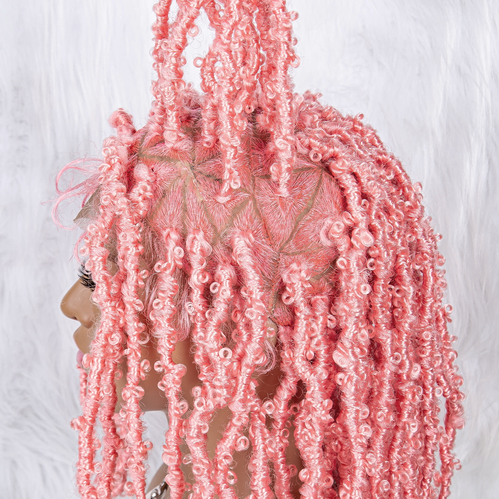 Pink Color Braided Wigs for Black Women Double Full Lace Knotless Box Short Bob Dreadlock Braided Wigs Synthetic Lace Front Braided Wigs with Baby Hair Handmade Braided Wigs 14 inches