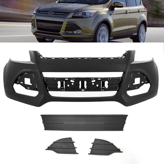 1Pc Front Bumper Cover & 3Pcs Grille Kit For 2013 2014 2015 2016 Ford Escape