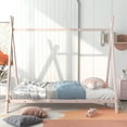 thumbnail image 3 of Harper & Bright Designs Twin Size House Bed, Tent Metal Bed Frame, Floor Play House Bed with Slat for Boys Girls, No Box Spring Needed, 3 of 10