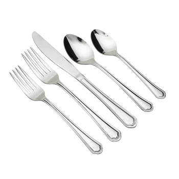 Mainstays Connor 20 Piece Stainless Steel Flatware Set, Silver Tableware