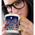 thumbnail image 2 of 3drose, Midnight Moon and Colorful Blossoming Flowers Watercolor Illustration, 11oz Two-tone Yellow Mug, 2 of 6