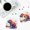 thumbnail image 4 of Honeii Watercolor Butterfly Guinea Pig print Leather Coaster Set of 4, ideal for safeguarding your furniture from drinks spills and effortless cleanup-Square, 4 of 6