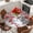 Gray Red White, variant on Navy Blue Christmas Round Tablecloth, Fitted Table Cover with Elastic for 36"-44" Round Tables, Snowman Xmas Snowflake Ball Winter Table Cloth Outdoor Indoor Dinning Party Waterproof Tablecloths
