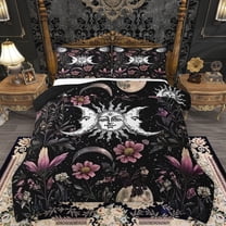 Homewish Chic Pink Flowers 3-Piece Full Size Comforter Sets For Teens Boys Girls,Bohemian Theme Bedding Comforter Set,Exotic Style Lightweight Bedding Sets,Lightweight Room Decor,Reversible