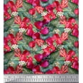 thumbnail image 1 of Soimoi Crepe Silk Fabric Leaves,Floral & Strawberry Fruits Print Fabric by The Yard 42 Inch Wide, 1 of 1