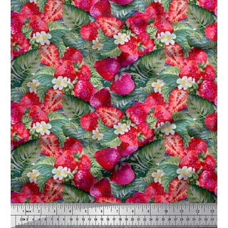 Red Strawberry Fabric, Fruit Fabric, 100% Cotton Poplin, Summer Quilting  Sewing Clothing and Craft Fabric by Fat Quarter/Half Metre/Metre