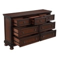 thumbnail image 2 of DeeHome Classic Transitional Dresser of 7 Drawers Brown Cherry Finish Birch Veneer Hidden Drawer Bun Feet Bedroom Traditional Furniture, 2 of 7