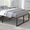 thumbnail image 2 of Flat Iron Bed, Metal Platform Bed Frame with Sturdy Steel Slat Supports, Ample Storage Space, Mattress Base, No Box Spring Required, Easy to Assemble, Queen,Black, 2 of 8
