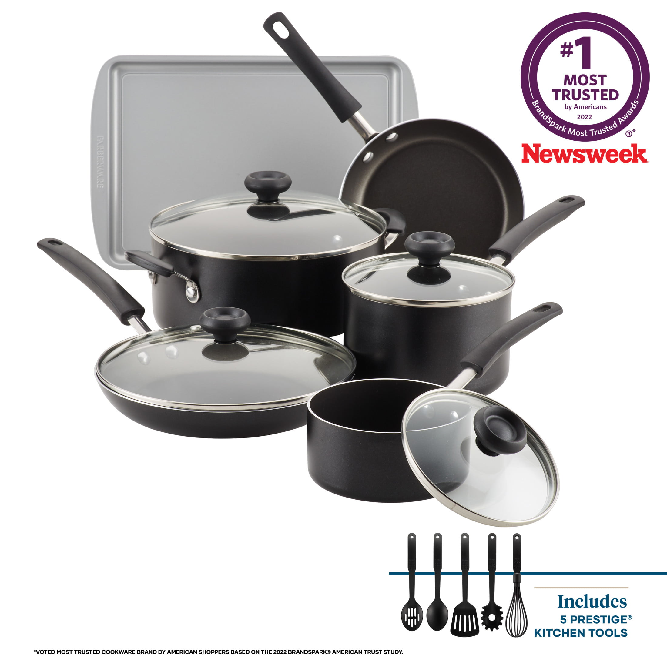 Farberware 15Piece Easy Clean Aluminum Nonstick Pots and Pans Set
