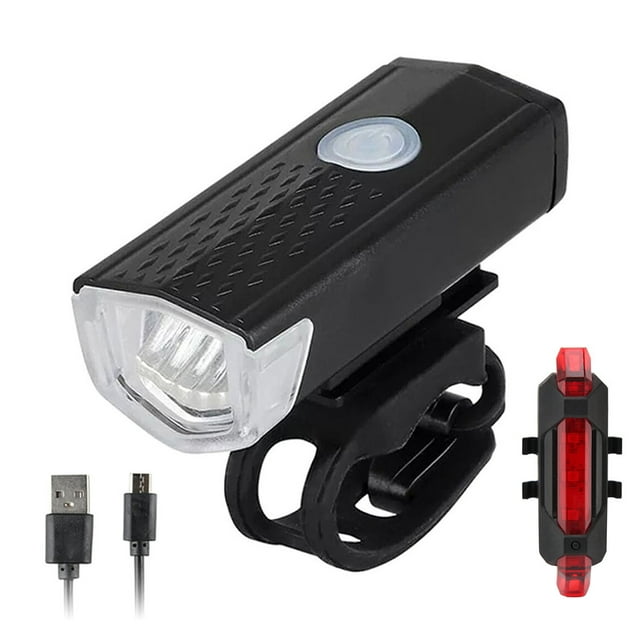 Amdohai USB Rechargeable Bike Light Cycle Head Light with Rear Bicycle Light Front Light Set 300lm Waterproof LED Bicycle Light for Mountain & Roa
