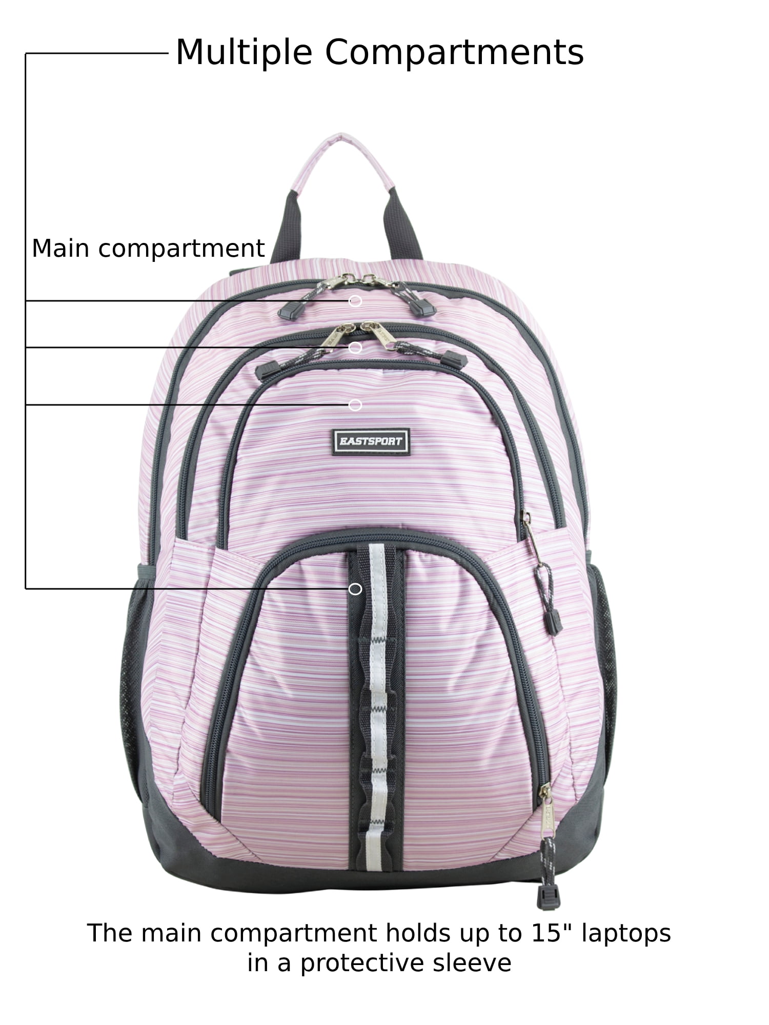 Eastsport Unisex Rally Sport 2.0 Backpack, Pink Stripe