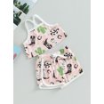 thumbnail image 3 of Bagilaanoe 2pcs Toddler Baby Girl Short Pants Set Print Sleeveless Cami Tops + Shorts 6M 12M 18M 24M 3T 4T Kids Casual Summer Outfits, 3 of 9