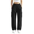thumbnail image 2 of ClodeEU Women Elastic Waist Drawstring Sweatpant with Pocket ,Casual Loose Streetwear Pants ,Women's Plus XXL, 2 of 8