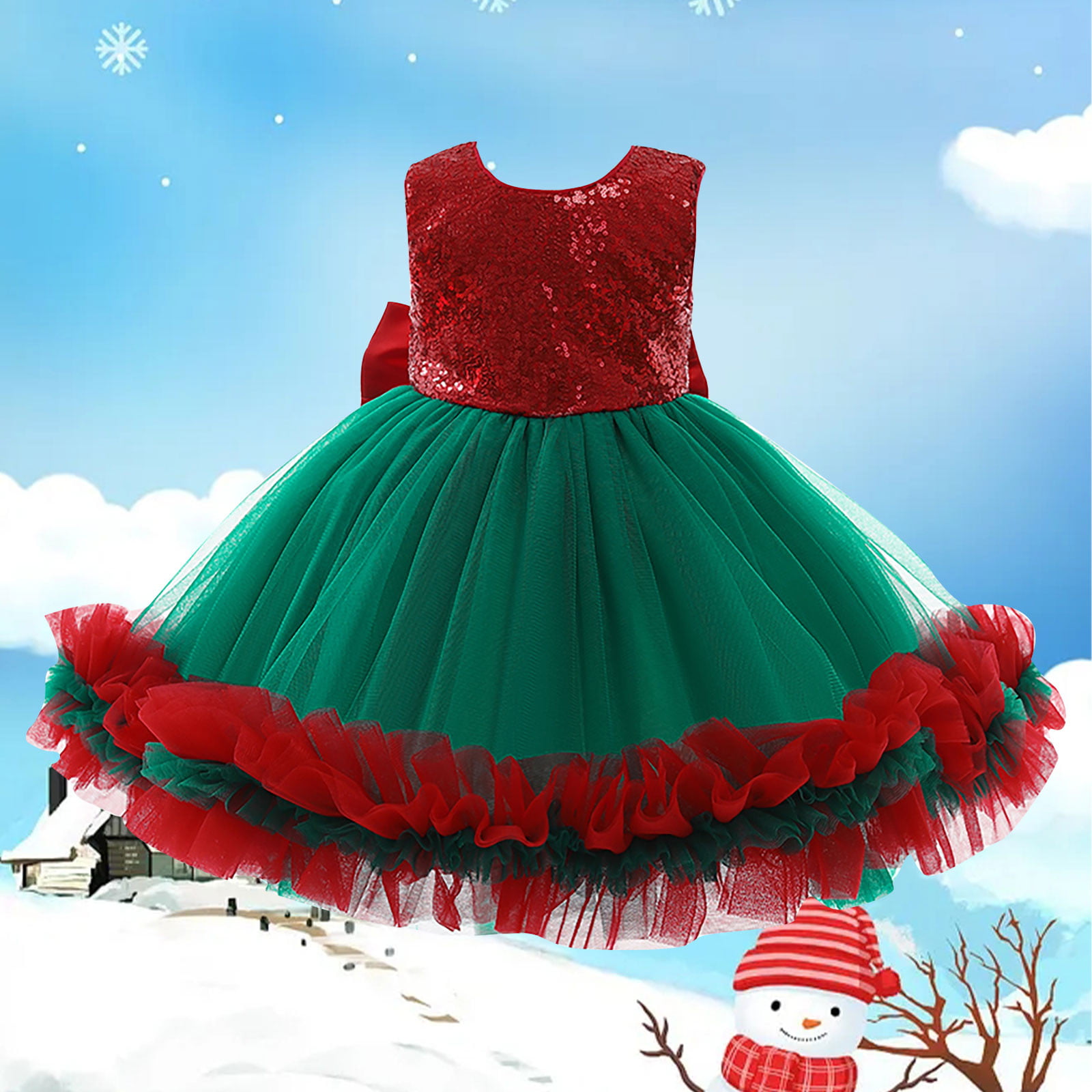 NWT Christmas Holiday Ornaments Girls Red Gold Ruffle Dress 2T 3T 4T 