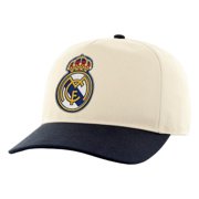 Icon Sports Soccer Club Real Madrid Embroidered Logo Cap 6 Panel Design - Off-White with Multicolored Logo