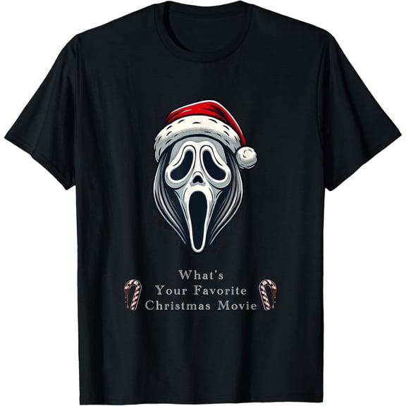 Christmas Ghost Face Holiday Graphic T-Shirt