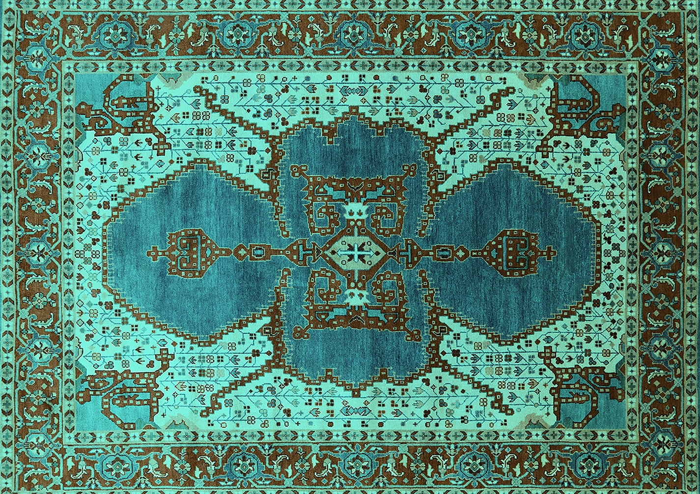 Ahgly Company Indoor Rectangle Oriental Turquoise Blue Industrial Area ...