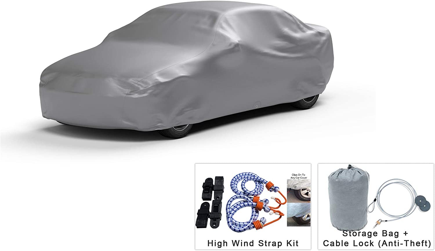 Platinum Shield Weatherproof Car Cover Compatible with 2017 Nissan Sentra  Sedan Door Outdoor/Indoor Protect Water, Snow, Sun Fleece Lining  Free Cable Lock, Storage Bag  Wind Straps