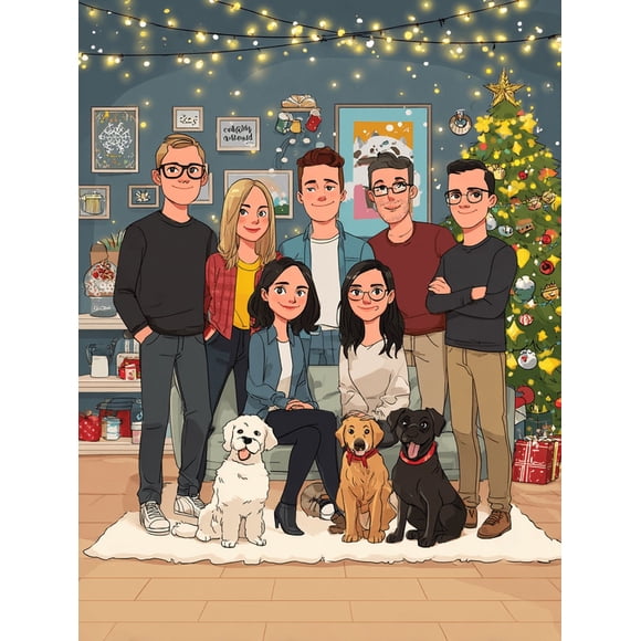 Qisvanset Custom Family Portrait Canvas Wall Art 15.75x11.81 Inches