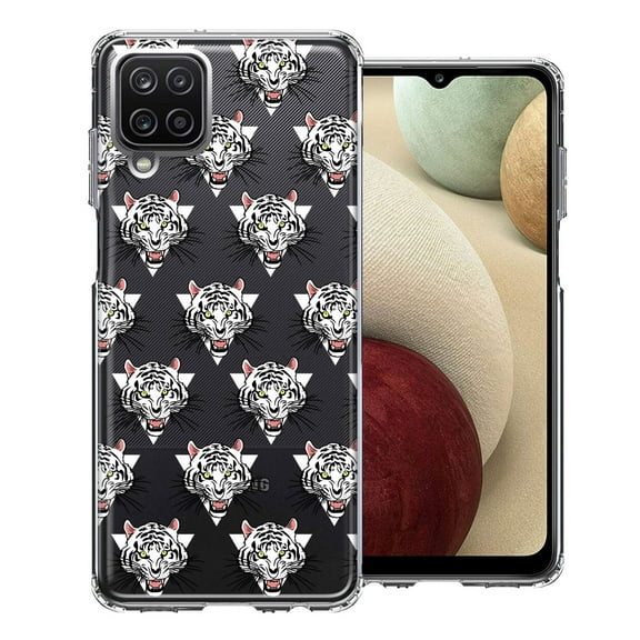 MUNDAZE For Samsung Galaxy A12 Fierce Tiger Polkadots Design Double Layer Phone Case Cover