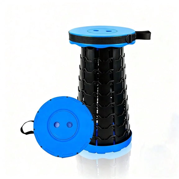 Portable Telescopic Folding Stool with Carry Strap, Height Adjustable Heavy Duty Retractable Travel Stool for Fishing Camping Hiking BBQ Outdoor Activities
