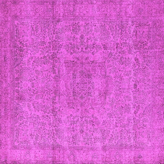 Ahgly Company Indoor Square Oriental Pink Industrial Area Rugs, 7' Square