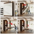 thumbnail image 6 of ChVans Queen Size Murphy Wall Bed with 2 LED Lights, Farmhouse Wood Space-Saving Hidden Folding Bed Chest, Multifunctional Storage Cabinet Bed with Gas Struts for Bedroom, Guest Room, Office, 6 of 10