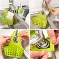 thumbnail image 5 of Soporte de esponja para fregadero, caja para fregadero de cocina con colgante, plato de soporte para jabón de plástico ajustable, cesta de almacenamiento azul + verde, 2 uds., 5 of 5